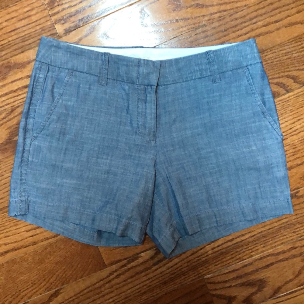 J Crew 5” Chambray Flat Front Shorts Size 2
